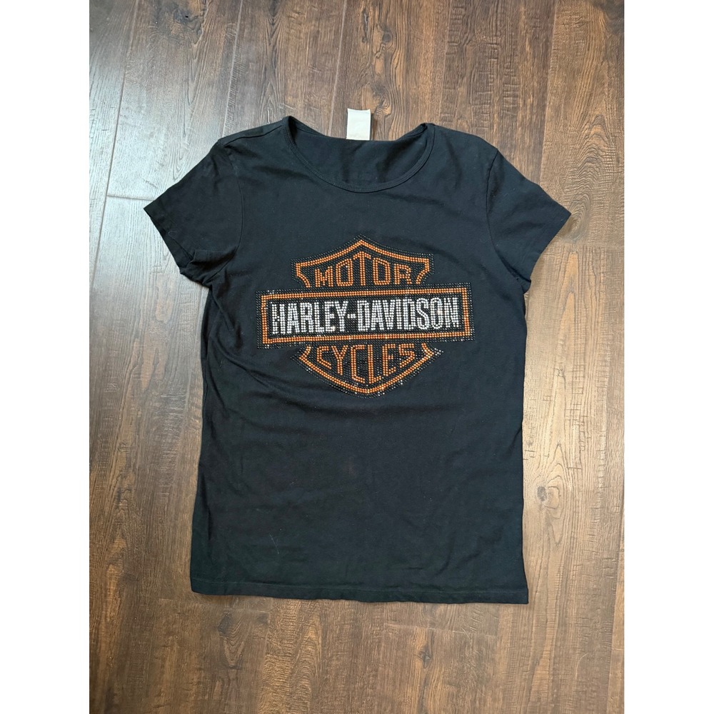 Harley-Davidson Rhinestone Bar & Shield Logo Tee Black XL